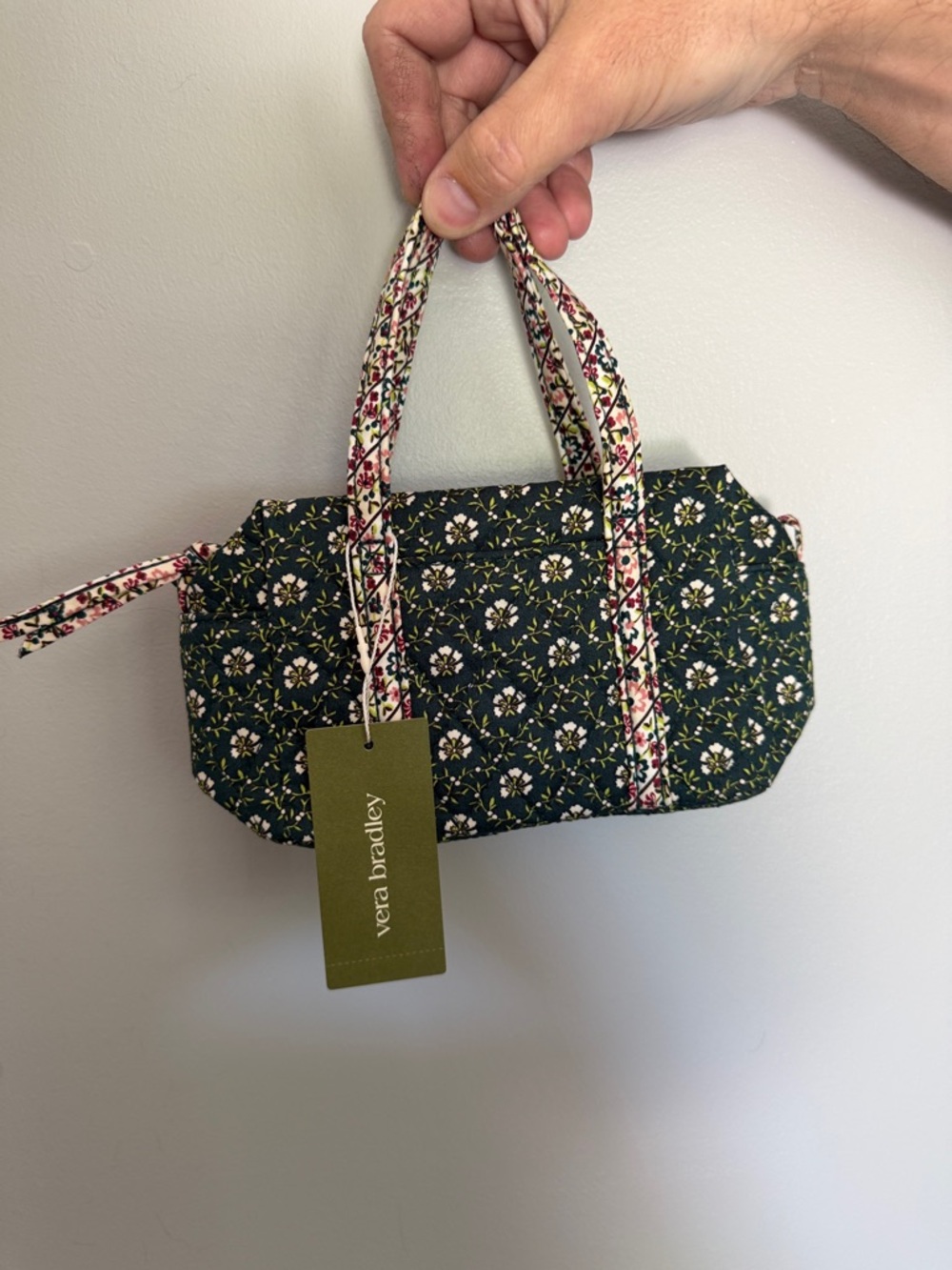 Vera Bradley Green Floral Quilted Mini Tote